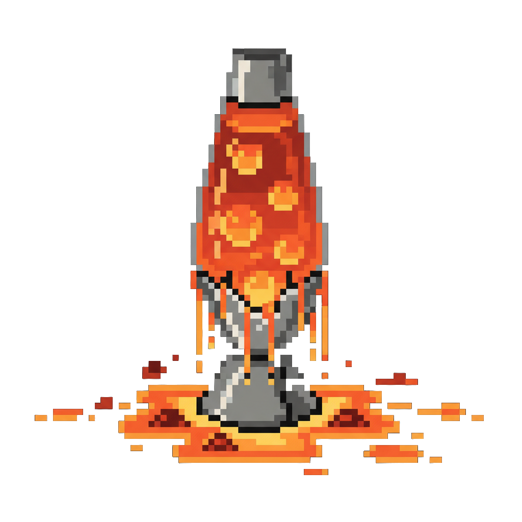 Pixel art lava lamp broken and leaking