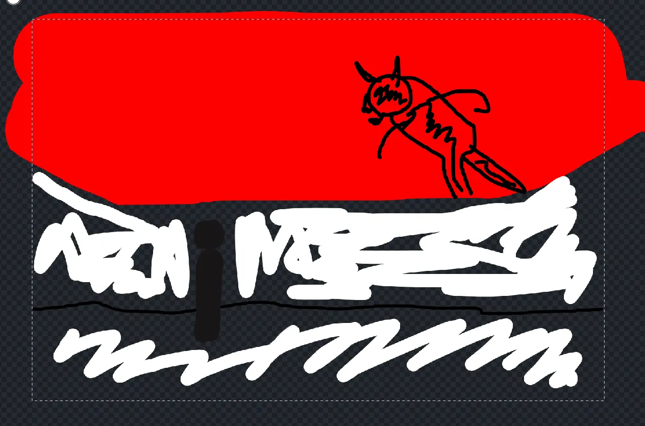 Rough sketch drawn by the author on the InvokeAI canvas as a starting point for image generation